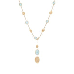 Marco Bicego Jewelry - Siviglia 18K Yellow Gold Aquamarine Bead Stations Diamond Lariat Necklace | Manfredi Jewels