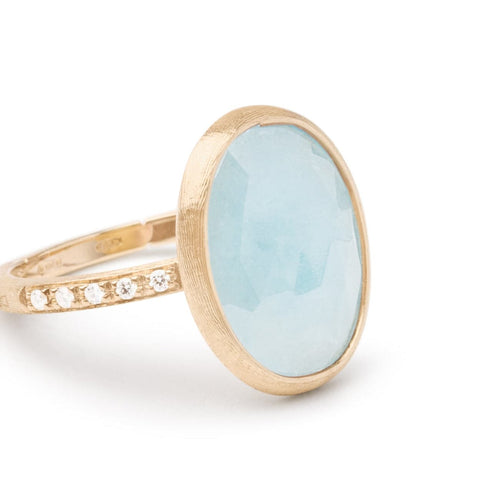 Marco Bicego Jewelry - Siviglia 18K Yellow Gold Aquamarine Diamond Accent Ring | Manfredi Jewels