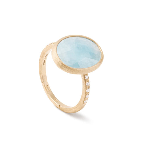 Marco Bicego Jewelry - Siviglia 18K Yellow Gold Aquamarine Diamond Accent Ring | Manfredi Jewels