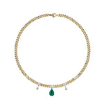 Mariani Jewelry - Curb Link 18K Yellow Gold Diamonds and Emerald Chain Necklace | Manfredi Jewels