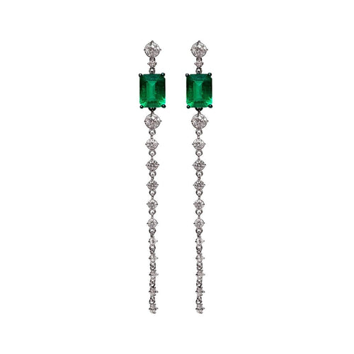 Mariani Jewelry - Emerald and Diamond 18k White Gold Earring | Manfredi Jewels
