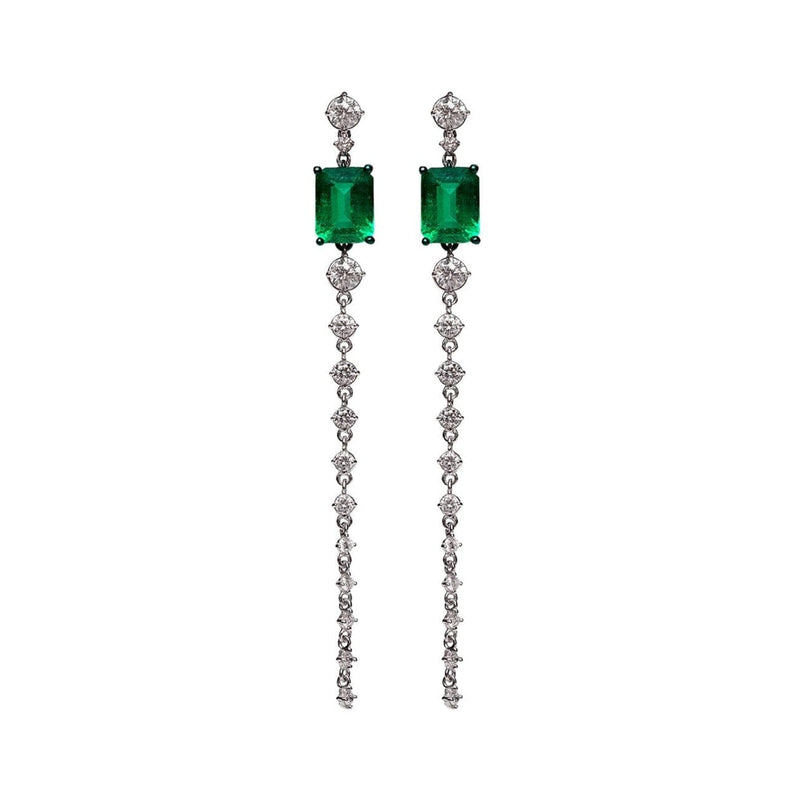 Mariani Jewelry - Emerald and Diamond 18k White Gold Earring | Manfredi Jewels
