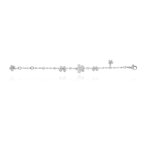 Mariani Jewelry - Flower And Butterflies 18K White Gold Diamond Bracelet | Manfredi Jewels