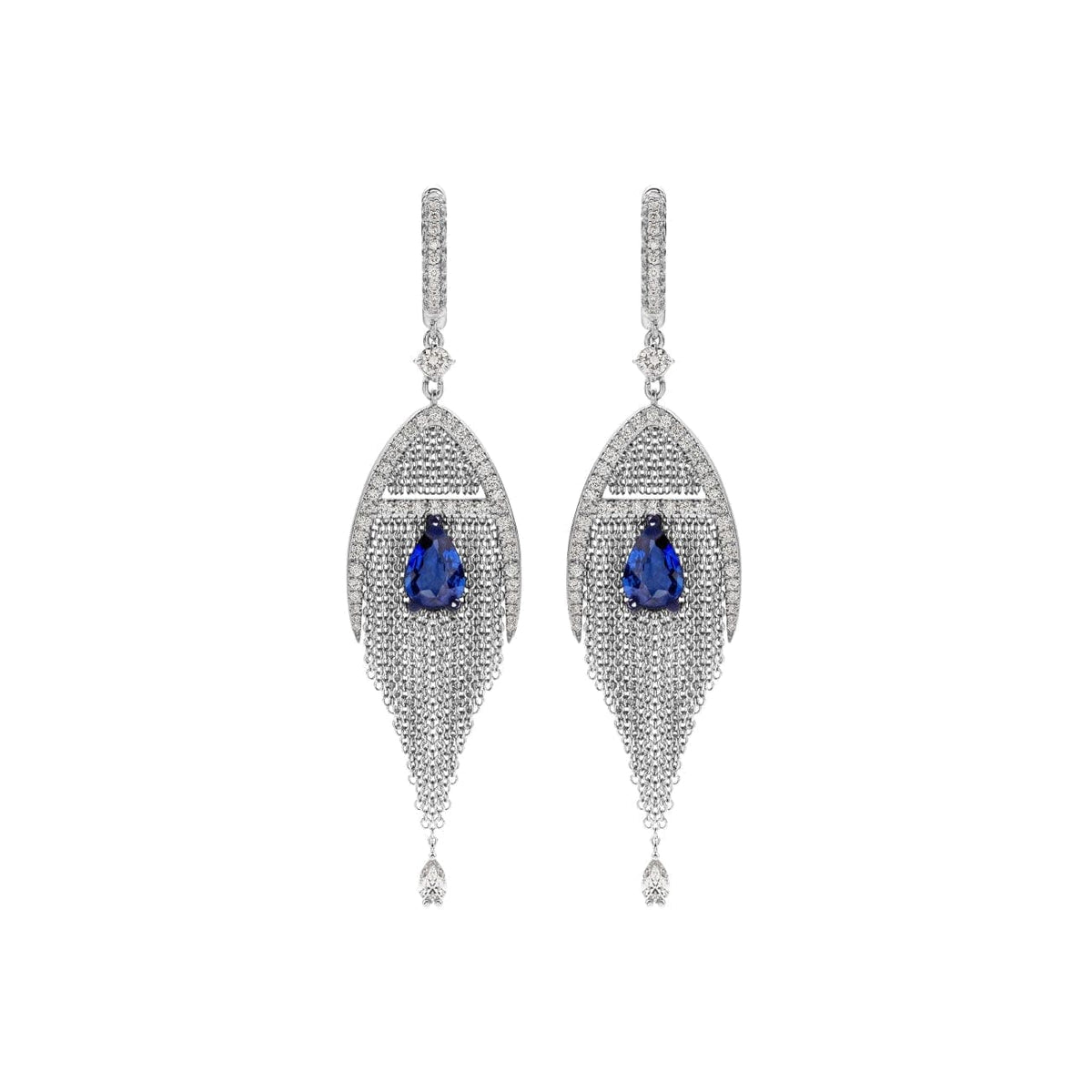 Mariani Jewelry - Sapphire and Diamond 18K White Gold Earrings | Manfredi Jewels