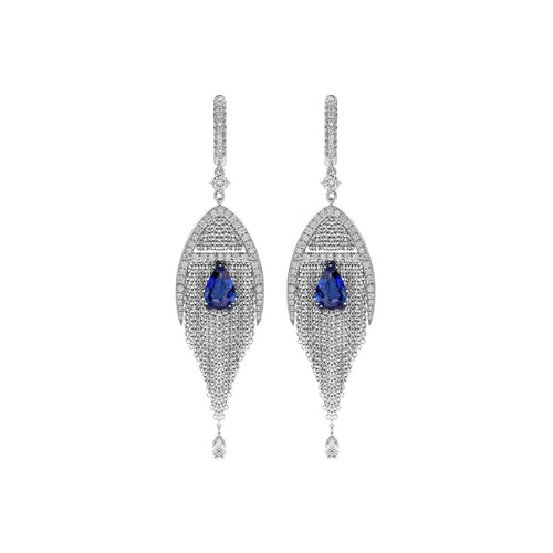 Mariani Jewelry - Sapphire and Diamond 18K White Gold Earrings | Manfredi Jewels