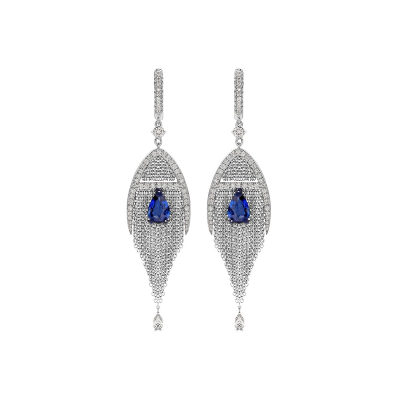 Mariani Jewelry - Sapphire and Diamond 18K White Gold Earrings | Manfredi Jewels