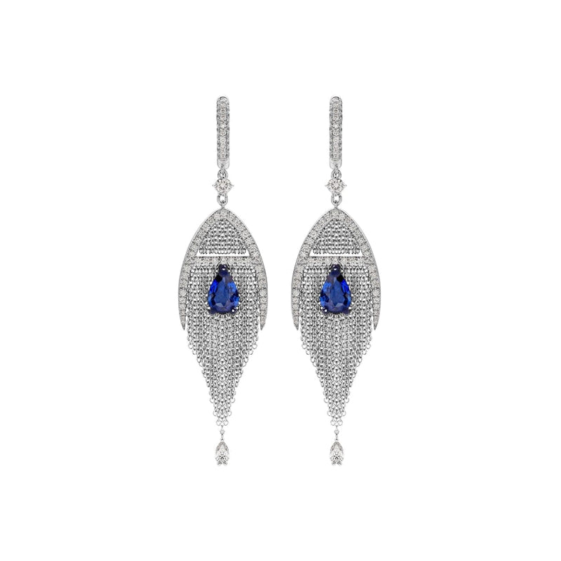 Mariani Jewelry - Sapphire and Diamond 18K White Gold Earrings | Manfredi Jewels