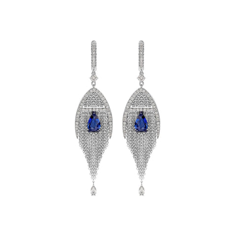 Sapphire and Diamond 18K White Gold Earrings