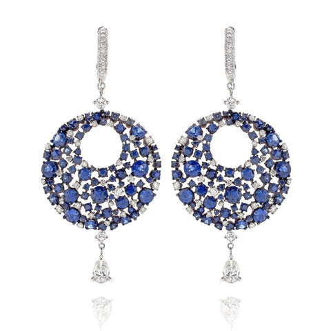 Sapphire and Diamond 18K White Gold Earrings