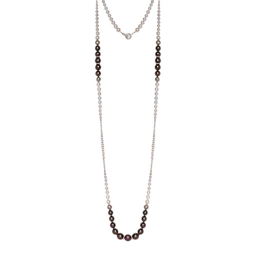 Mariani Jewelry - Tahition Akoya Graduated Cultured Pearls And Diamonds 18K White Gold Necklace | Manfredi Jewels