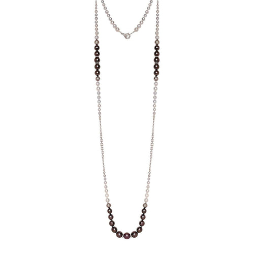 Mariani Jewelry - Tahition Akoya Graduated Cultured Pearls And Diamonds 18K White Gold Necklace | Manfredi Jewels