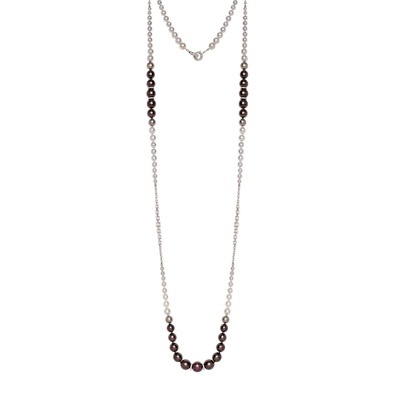 Mariani Jewelry - Tahition Akoya Graduated Cultured Pearls And Diamonds 18K White Gold Necklace | Manfredi Jewels