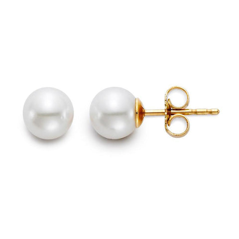 18KT YELLOW GOLD 6-6.5MM AA AKOYA CULTURED PEARL STUDS
