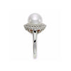Mastoloni Jewelry - Cultured Fresh Water White Pearl 18K White Gold 10.5mm Double Halo Diamond Ring | Manfredi Jewels