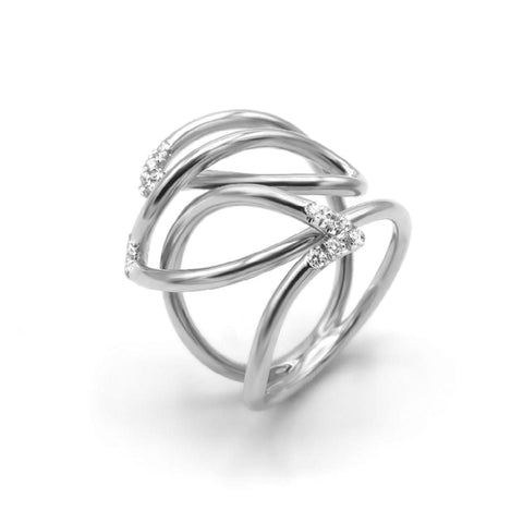 Navettes 18K White Gold Diamond Ring