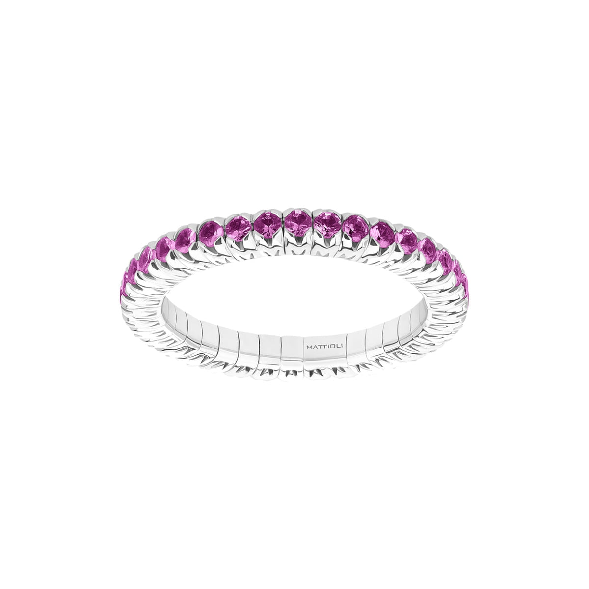 Mattioli Jewelry - Xband 18K White Gold Pink Sapphire Stretch Ring | Manfredi Jewels