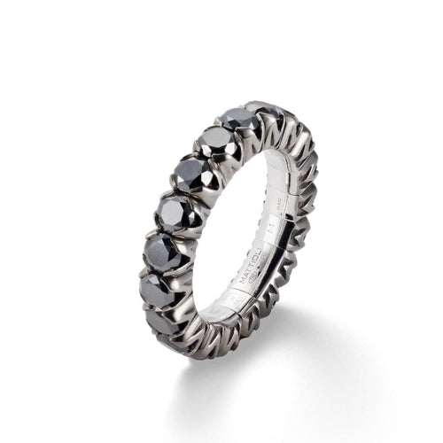 Mattioli Jewelry - Xband Expandable 18Kt White Gold And Black Diamond Ring | Manfredi Jewels