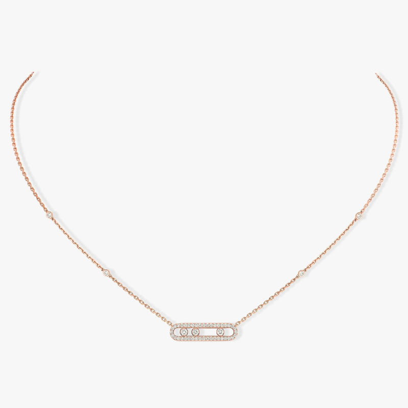 Messika Jewelry - Baby Move 18K Rose Gold Pavé Diamond Necklace | Manfredi Jewels