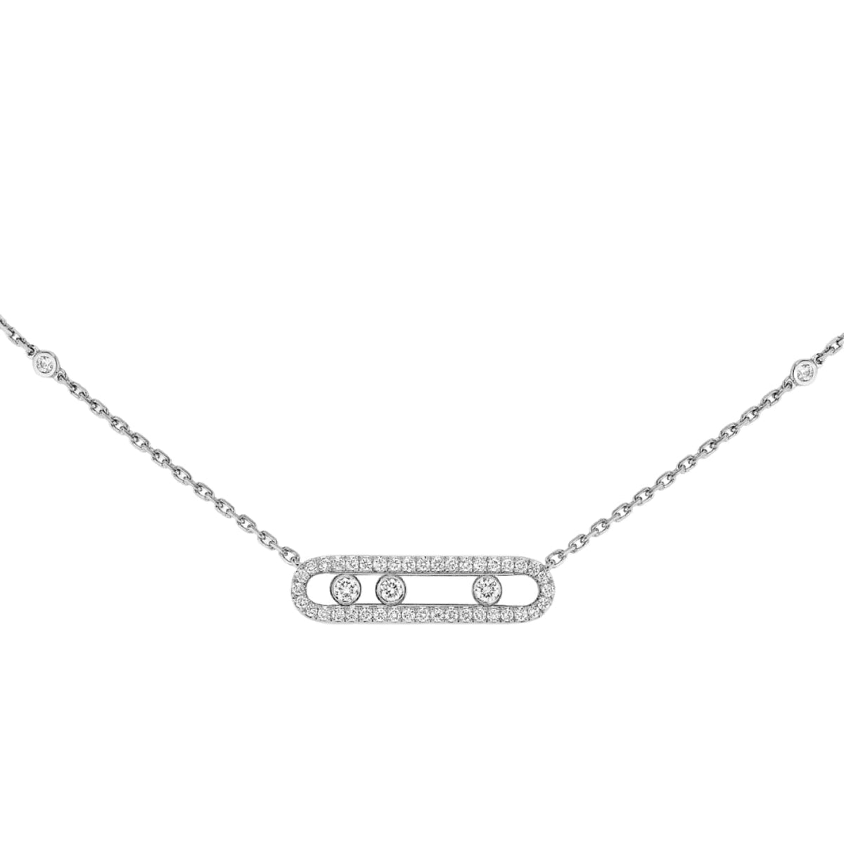 Messika Jewelry - Baby Move 18K White Gold Diamond Pavé Necklace | Manfredi Jewels