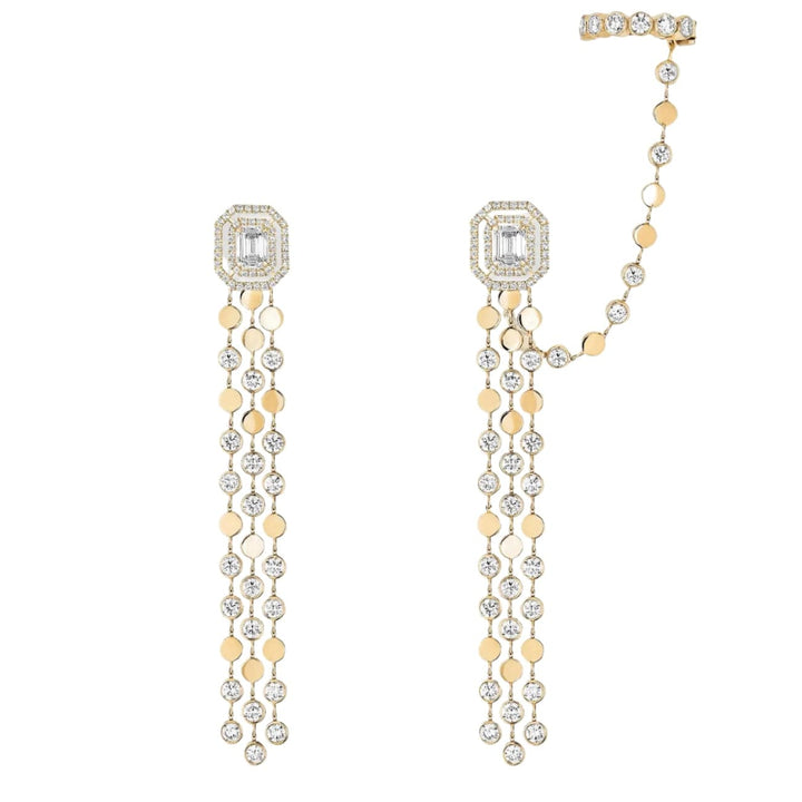 Messika Jewelry - D-Vibes 18K Yellow Gold Multi-Row Diamond Earrings | Manfredi Jewels