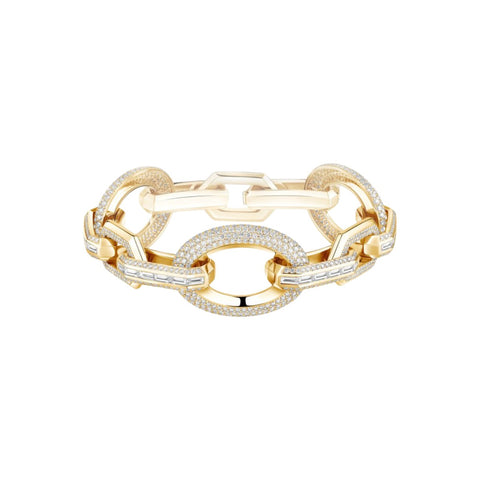 High Jewelry 18K Yellow Gold Groove Diamond Pavé Bracelet