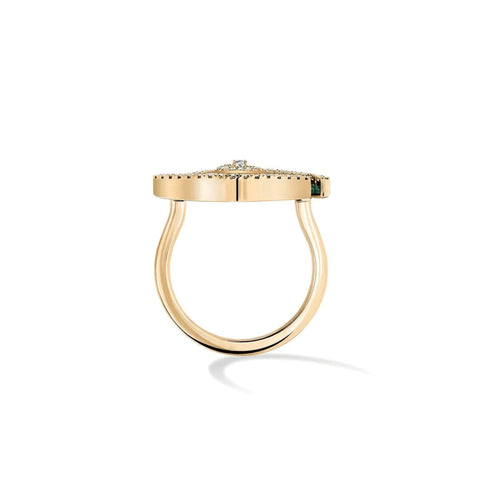 Messika Jewelry - Lucky Eye 18K Yellow Gold Diamonds & Malachite Ring | Manfredi Jewels