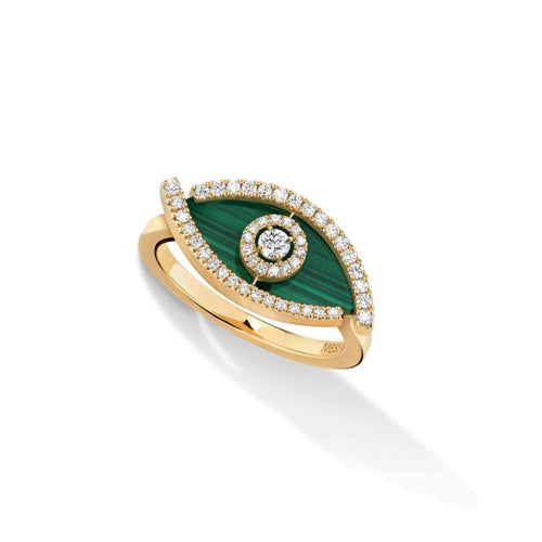 Messika Jewelry - Lucky Eye 18K Yellow Gold Diamonds & Malachite Ring | Manfredi Jewels