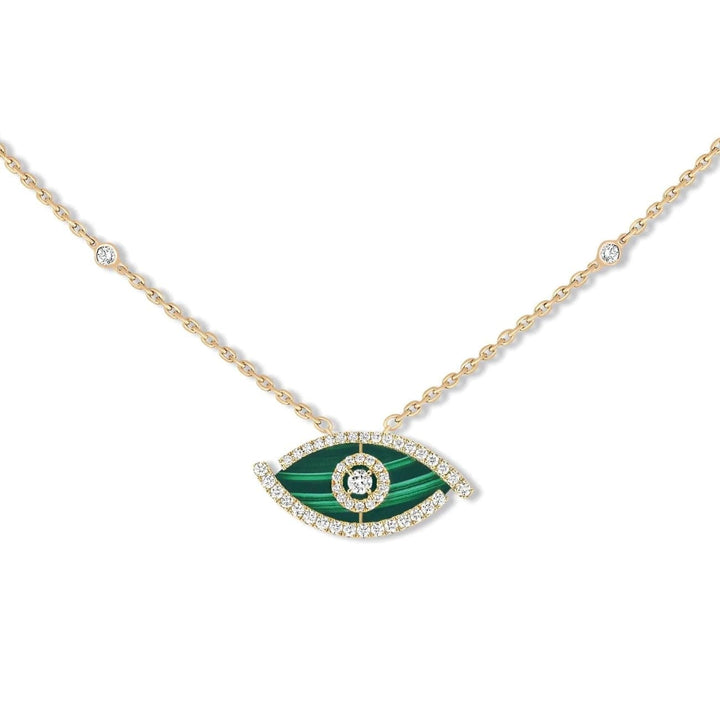 Messika Jewelry - Lucky Eye 18K Yellow Gold Malachite Diamond Pavé Necklace | Manfredi Jewels