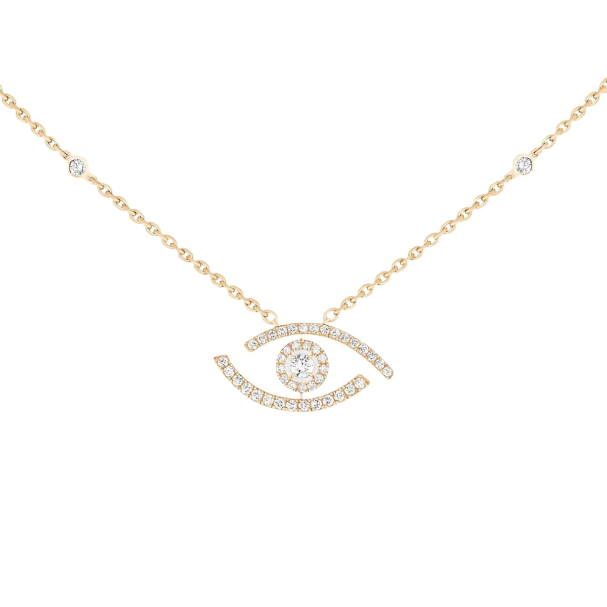 Messika Jewelry - Lucky Eye 18K Yellow Gold Pavé Diamond Necklace | Manfredi Jewels