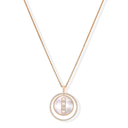 Messika Jewelry - Lucky Move 18K Rose Gold Mother - Of - Pearl Petite Model Diamond Necklace | Manfredi Jewels