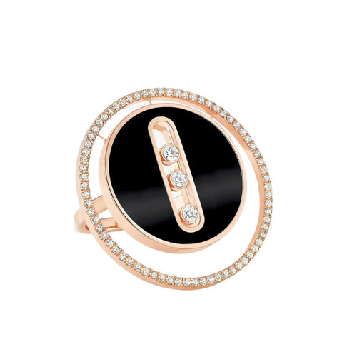 Messika Jewelry - Lucky Move 18K Rose Gold Onyx Large Model Diamond Ring | Manfredi Jewels