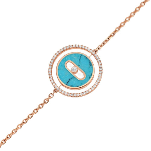 Messika Jewelry - Lucky Move 18K Rose Gold Turquoise Diamond Petite Bracelet | Manfredi Jewels