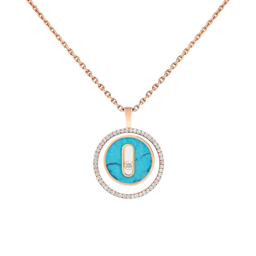 Messika Jewelry - Lucky Move 18K Rose Gold Turquoise Petite Model Diamond Necklace | Manfredi Jewels