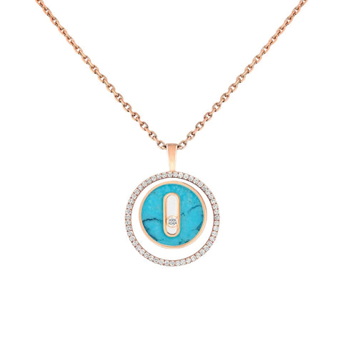 Lucky Move 18K Rose Gold Turquoise Petite Model Diamond Necklace