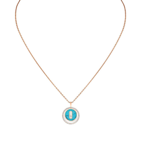 Messika Jewelry - Lucky Move 18K Rose Gold Turquoise Petite Model Diamond Necklace | Manfredi Jewels