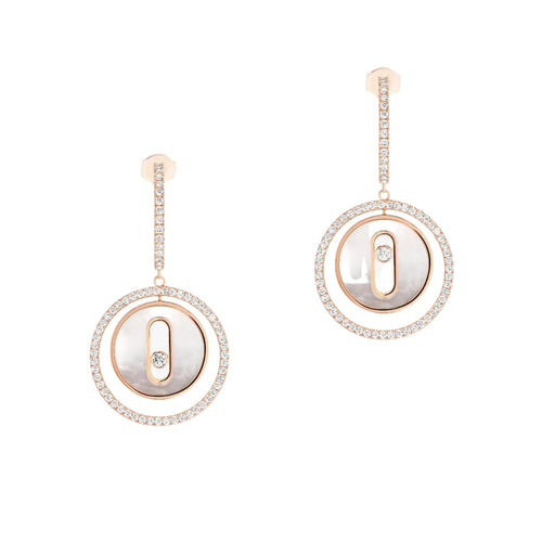 Messika Jewelry - Lucky Move 18K Rose Gold White Mother Of Pearl Diamond Earrings | Manfredi Jewels