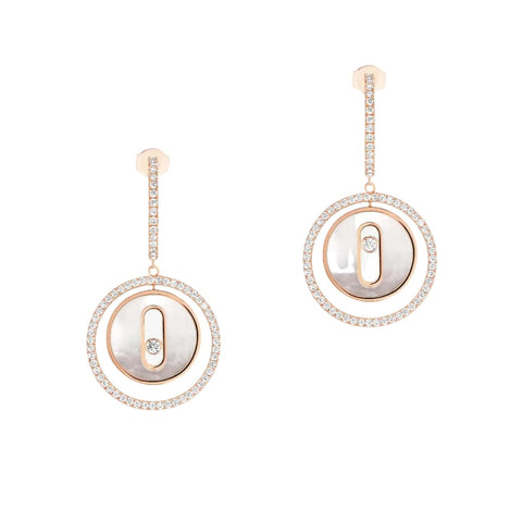 Lucky Move 18K Rose Gold White Mother Of Pearl Diamond Earrings