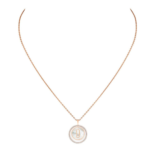 Messika Jewelry - Lucky Move 18K Rose Gold White Mother Of Pearl Petite Model Diamond Necklace | Manfredi Jewels