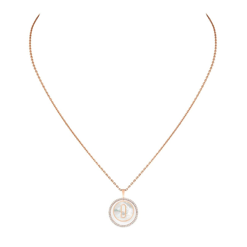 Messika Jewelry - Lucky Move 18K Rose Gold White Mother Of Pearl Petite Model Diamond Necklace | Manfredi Jewels