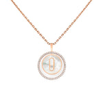 Messika Jewelry - Lucky Move 18K Rose Gold White Mother Of Pearl Petite Model Diamond Necklace | Manfredi Jewels