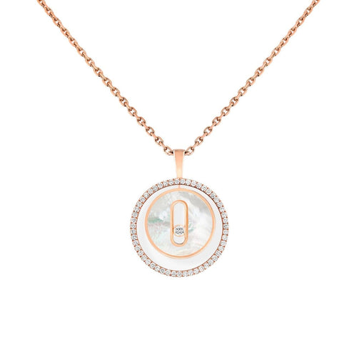 Messika Jewelry - Lucky Move 18K Rose Gold White Mother Of Pearl Petite Model Diamond Necklace | Manfredi Jewels