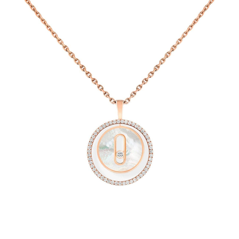 Messika Jewelry - Lucky Move 18K Rose Gold White Mother Of Pearl Petite Model Diamond Necklace | Manfredi Jewels