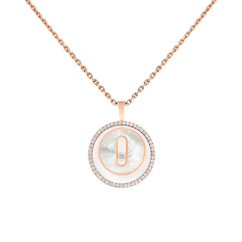 Lucky Move 18K Rose Gold White Mother Of Pearl Petite Model Diamond Necklace