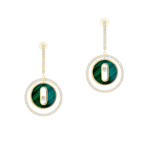 Messika Jewelry - Lucky Move 18K Yellow Gold Malachite Diamond Earrings | Manfredi Jewels