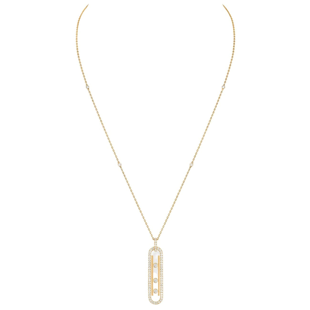 Messika Jewelry - Move 10TH 18K Yellow Gold Petite Model Pavé Diamond Necklace | Manfredi Jewels