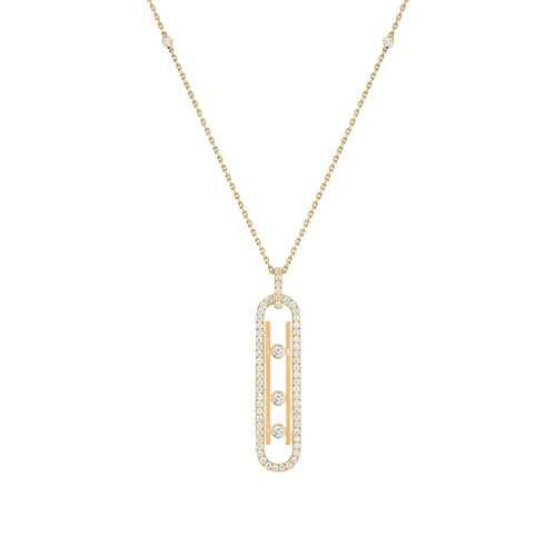 Messika Jewelry - Move 10TH 18K Yellow Gold Petite Model Pavé Diamond Necklace | Manfredi Jewels