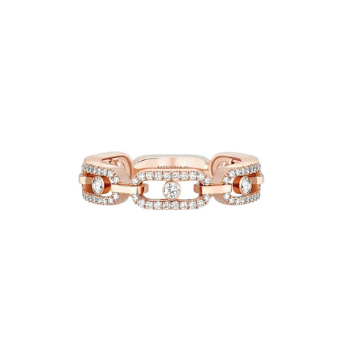 Messika Jewelry - Move Link 18K Rose Gold Multi Pavé Diamond Ring | Manfredi Jewels