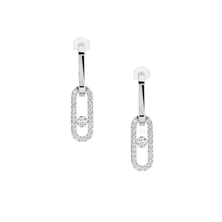 Messika Jewelry - Move Link 18K White Gold Diamond Pavé Drop Earrings | Manfredi Jewels