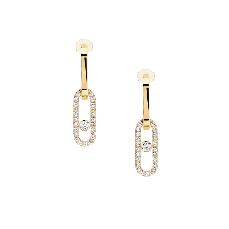 Messika Jewelry - Move Link 18K Yellow Gold Diamond Pavé Drop Earrings | Manfredi Jewels