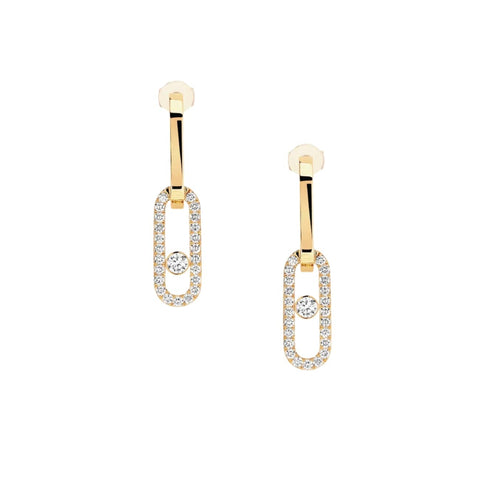 Move Link 18K Yellow Gold Diamond Pavé Drop Earrings